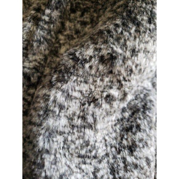 Women's Suede Faux Fur Jacket Medium Black Open Front Chic Cozy Coat NEW - Picture 8 of 10